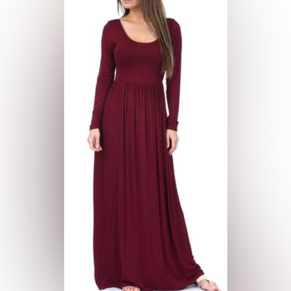 Rags and Couture Dresses & Skirts - Rags & Couture Elegant Burgundy Long Sleeve Maxi Dress